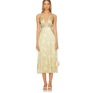 CAMI NYC Roya Dress In Yellow Floral Yellow midi Dress size M NEW
